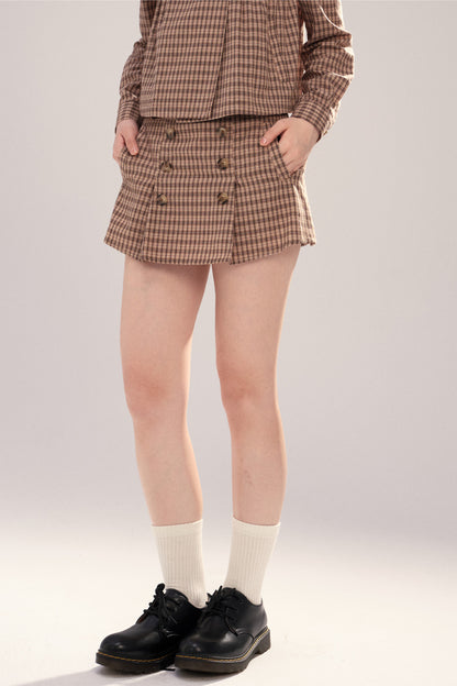 Buttoned High-Waisted A-Line Skirt
