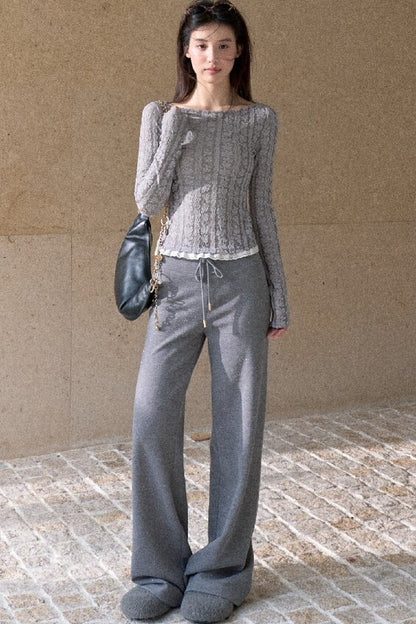 Silver Sprinkle Drawstring Waist Flared Pants