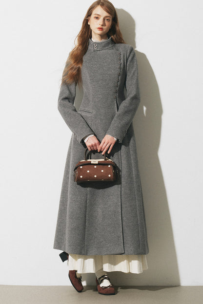 Asymmetrical Woolen Long Coat