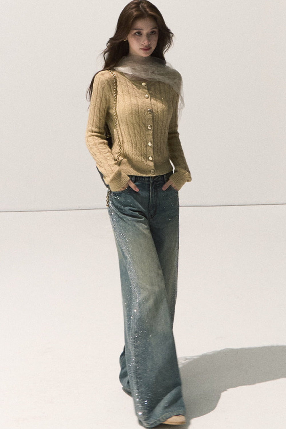 Rhinestone Wide-Leg Jeans