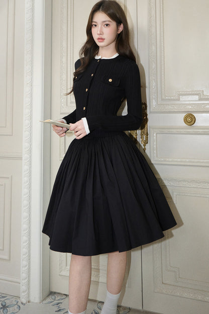 Pleated A-Line Midi Skirt