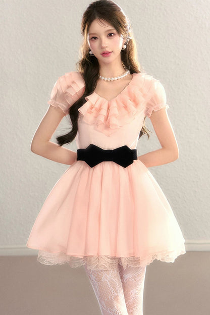 Abito francese color block con scollo a V