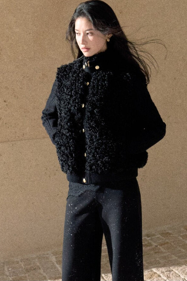 Vintage Eco-Friendly Fur Cable Knit Jacket
