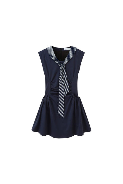 Vestido de cuello en V con mangas con volantes