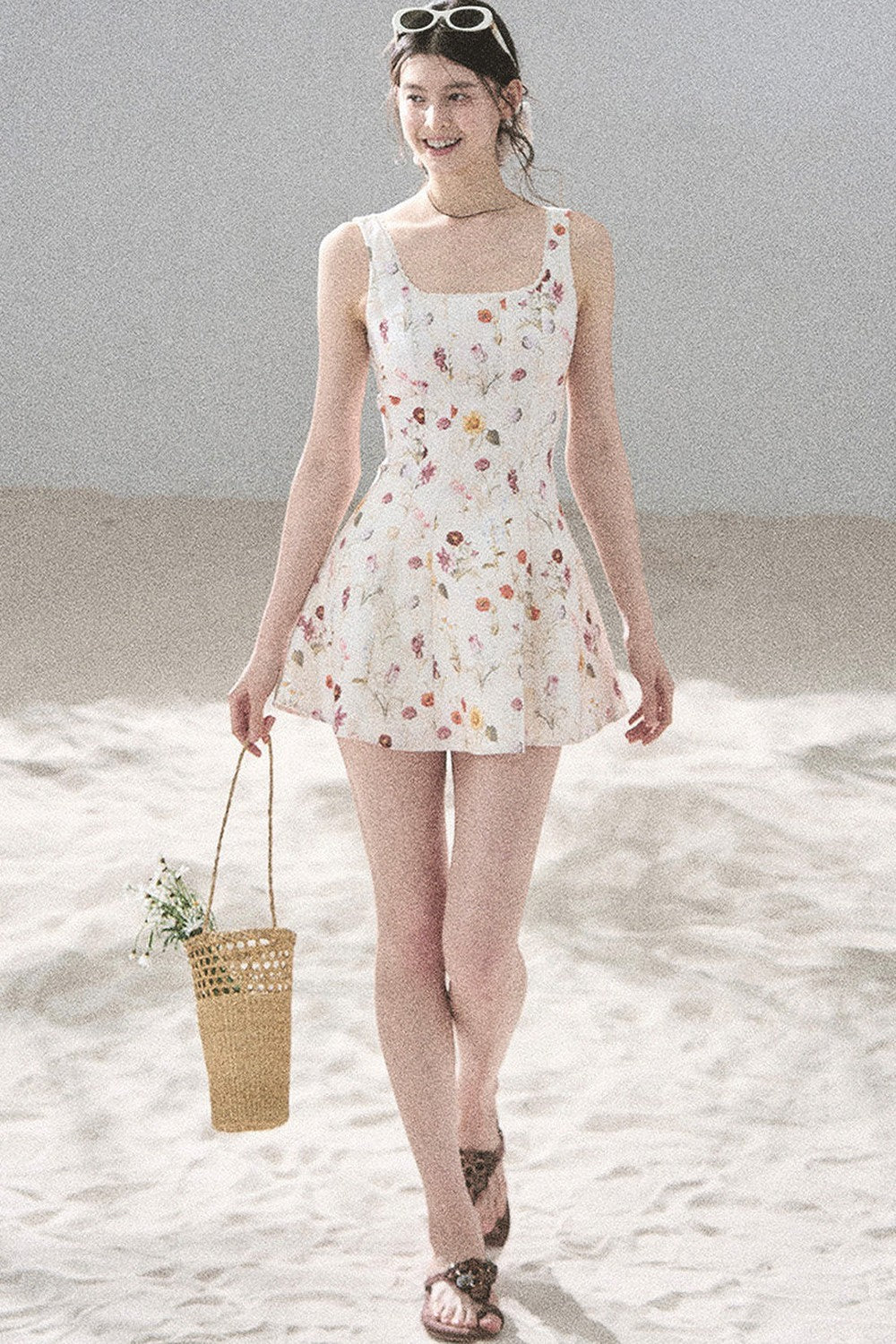 French Puff Lace Floral Dress
