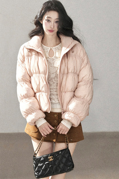 Weiße Daunen-Steppjacke mit Entendaunenfüllung