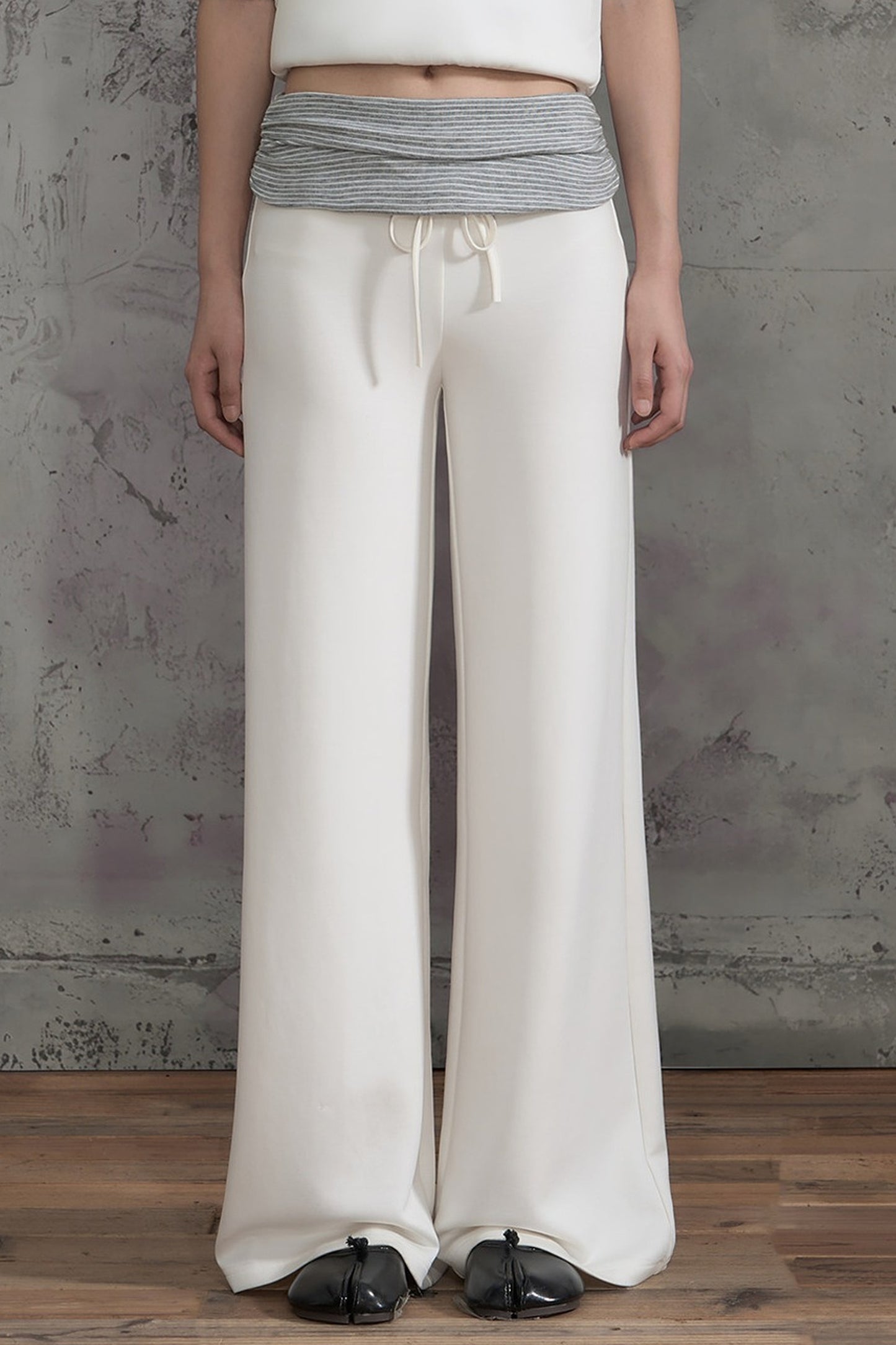 Color-Block Striped Wide-Leg Pants