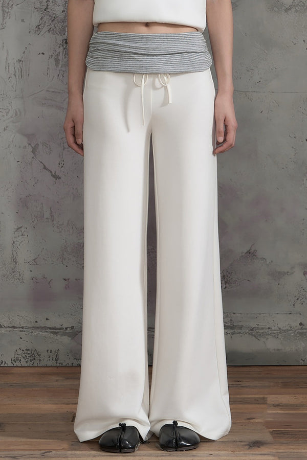 Color-Block Striped Wide-Leg Pants