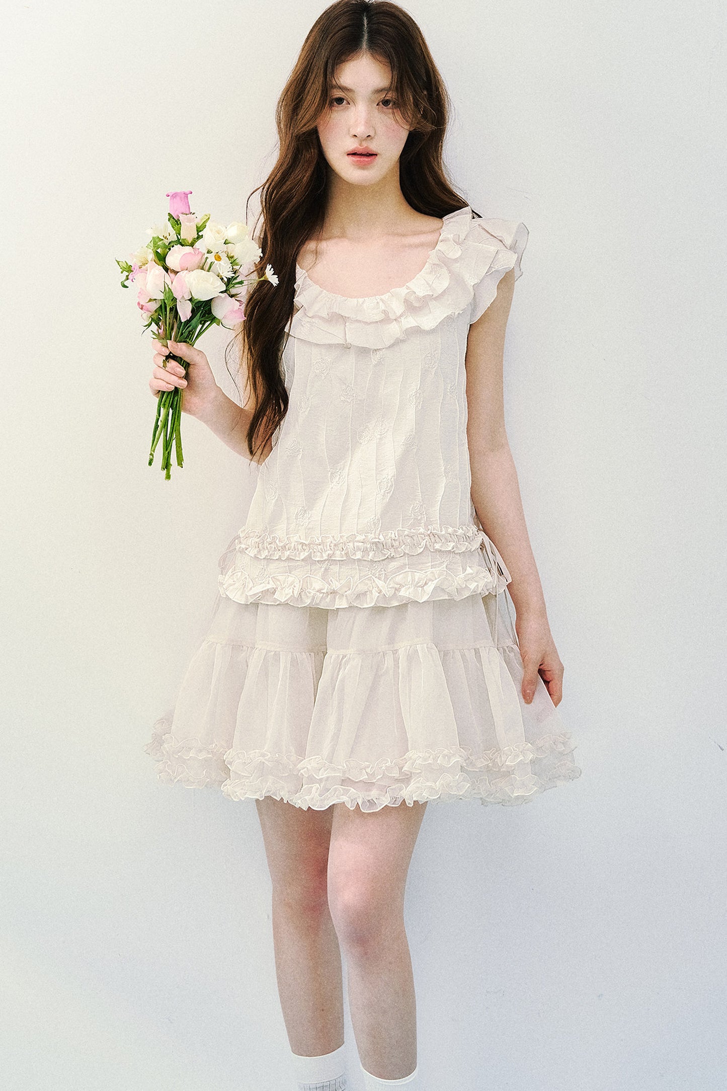 Rose Ruffled A-Line Dress