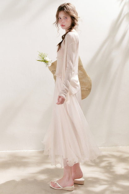 Thin Loose Knit Lace Cardigan and Cami Set