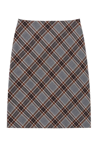 Faux Mink Turtleneck Sweater With Plaid Midi Skirt and Pants Set-Up