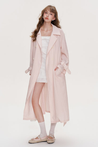 Large Lapel Tie Trench Coat