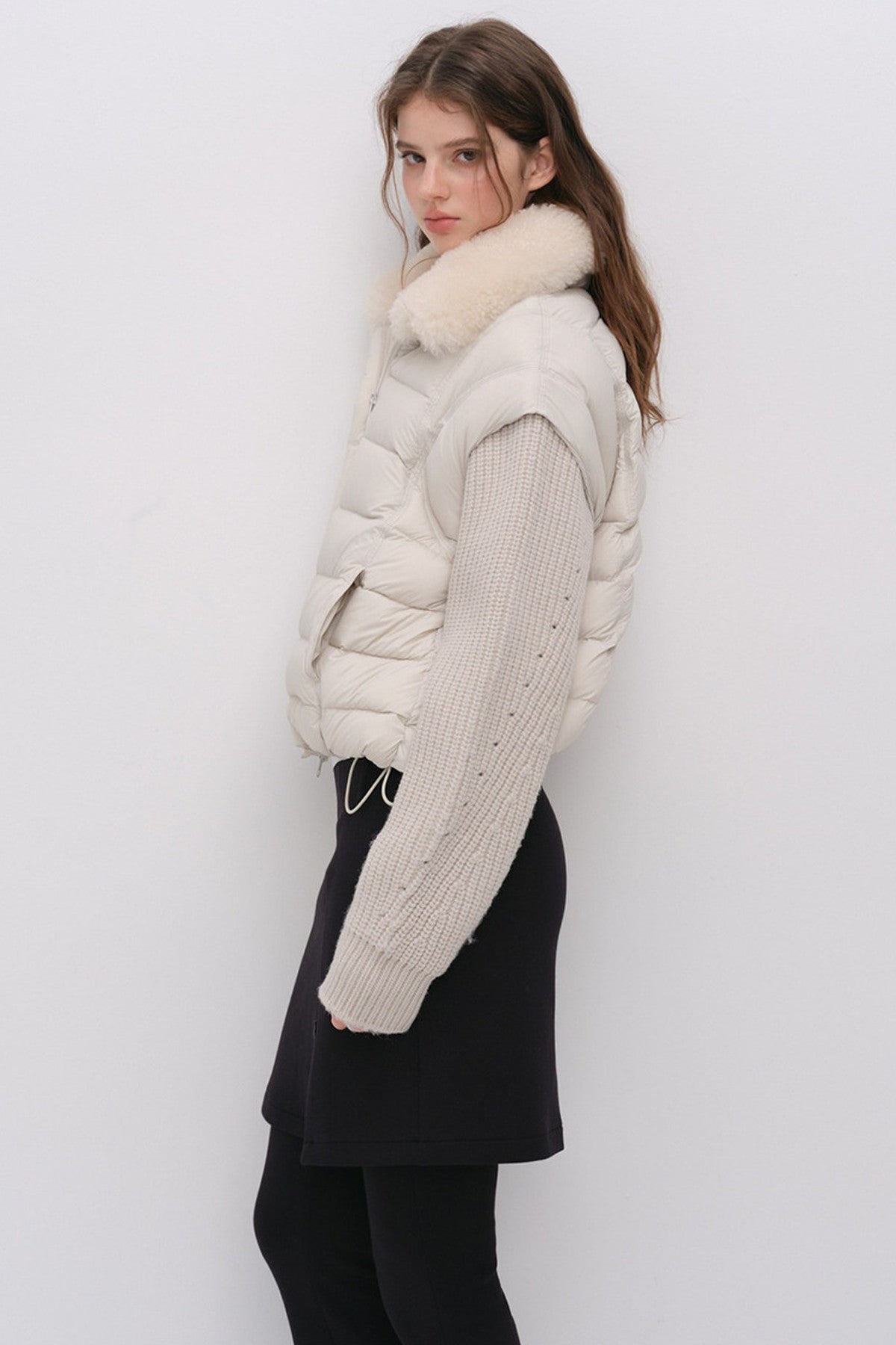 Convertible Detachable Knit Sleeve Down Vest