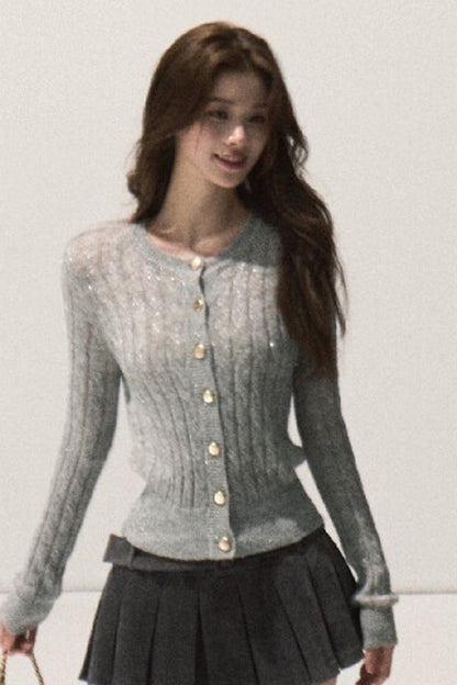 Wool Cable Knit Cardigan