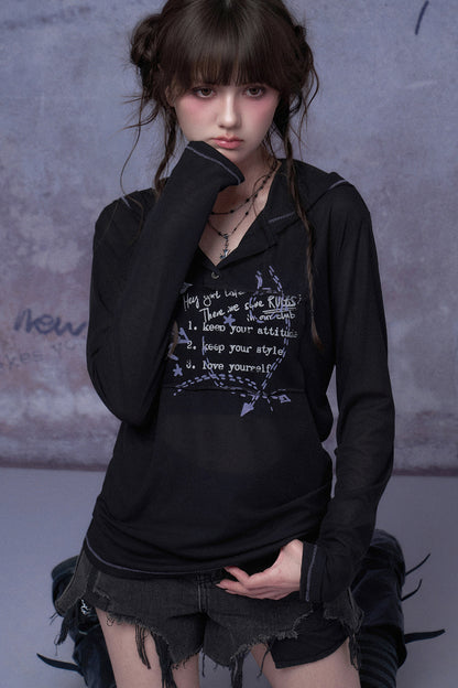 Street Graffiti Mesh Hooded Top