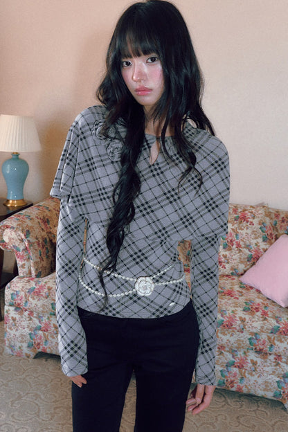 Floral Plaid Cape Top and Pants Set-Up
