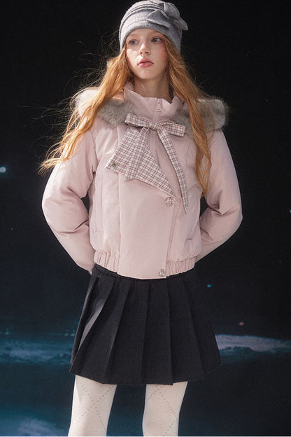 Pink Fur Collar Down Jacket