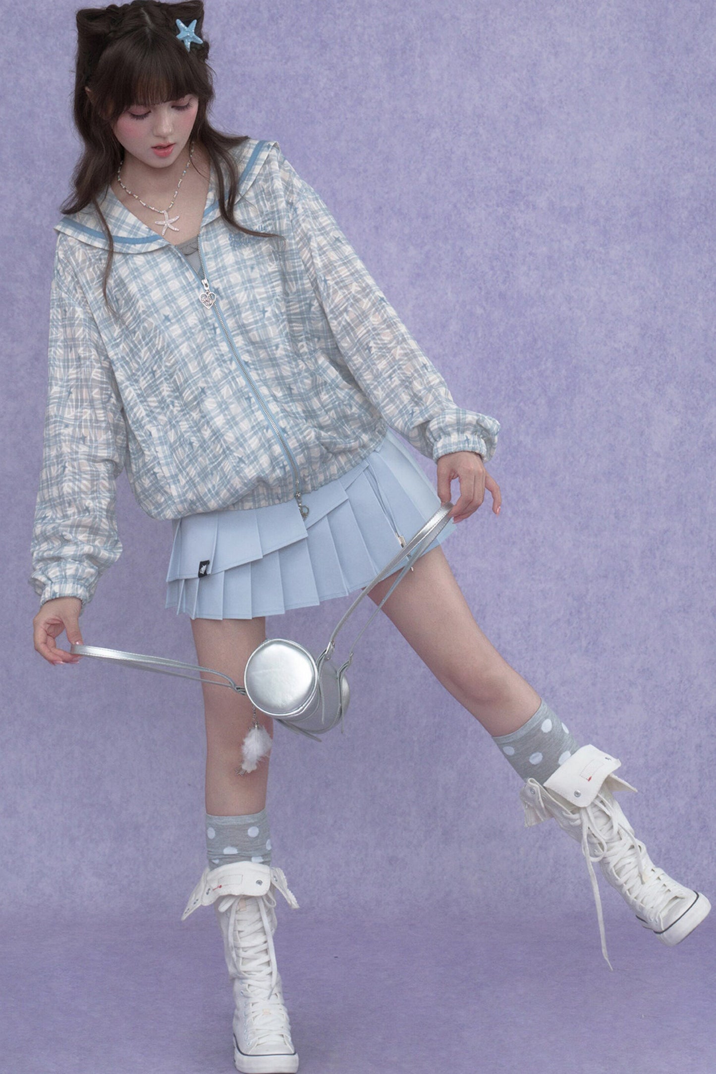 Two-Tone Pleated Skirt set-Up
