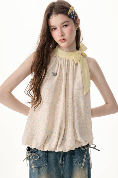 Butterfly Halter Neck Sleeveless Top