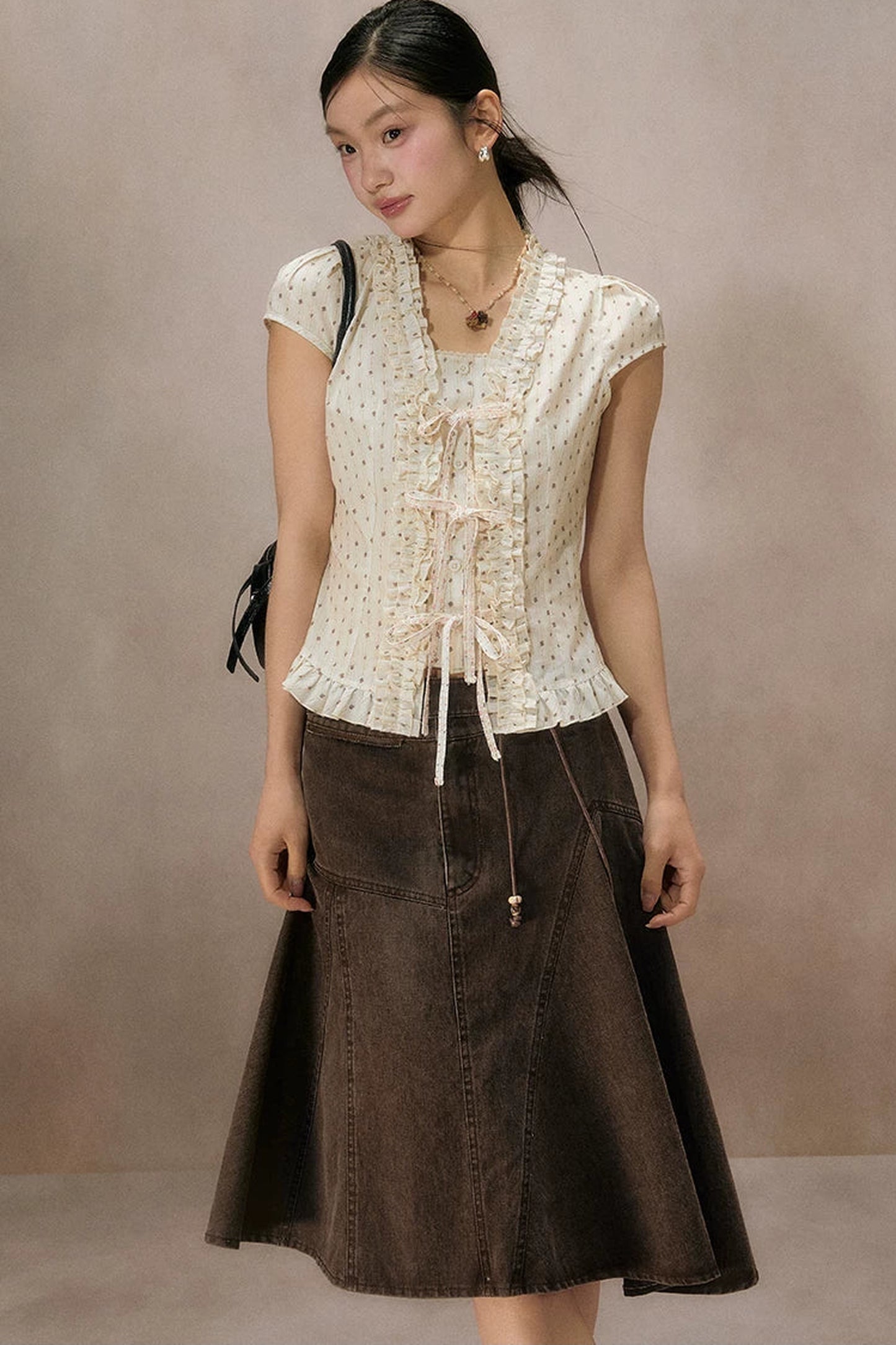 Irregular Denim A-Line Skirt