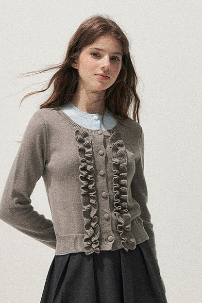 Layered-Look Floral Ruffle Sweater