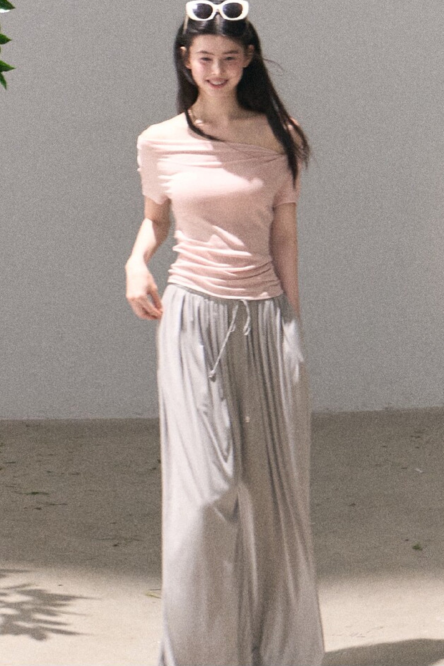 Lyocell Wool Twist-Neck Top