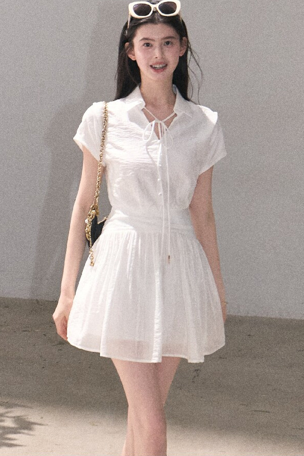 Lyocell Sheer Tie-Up Dress