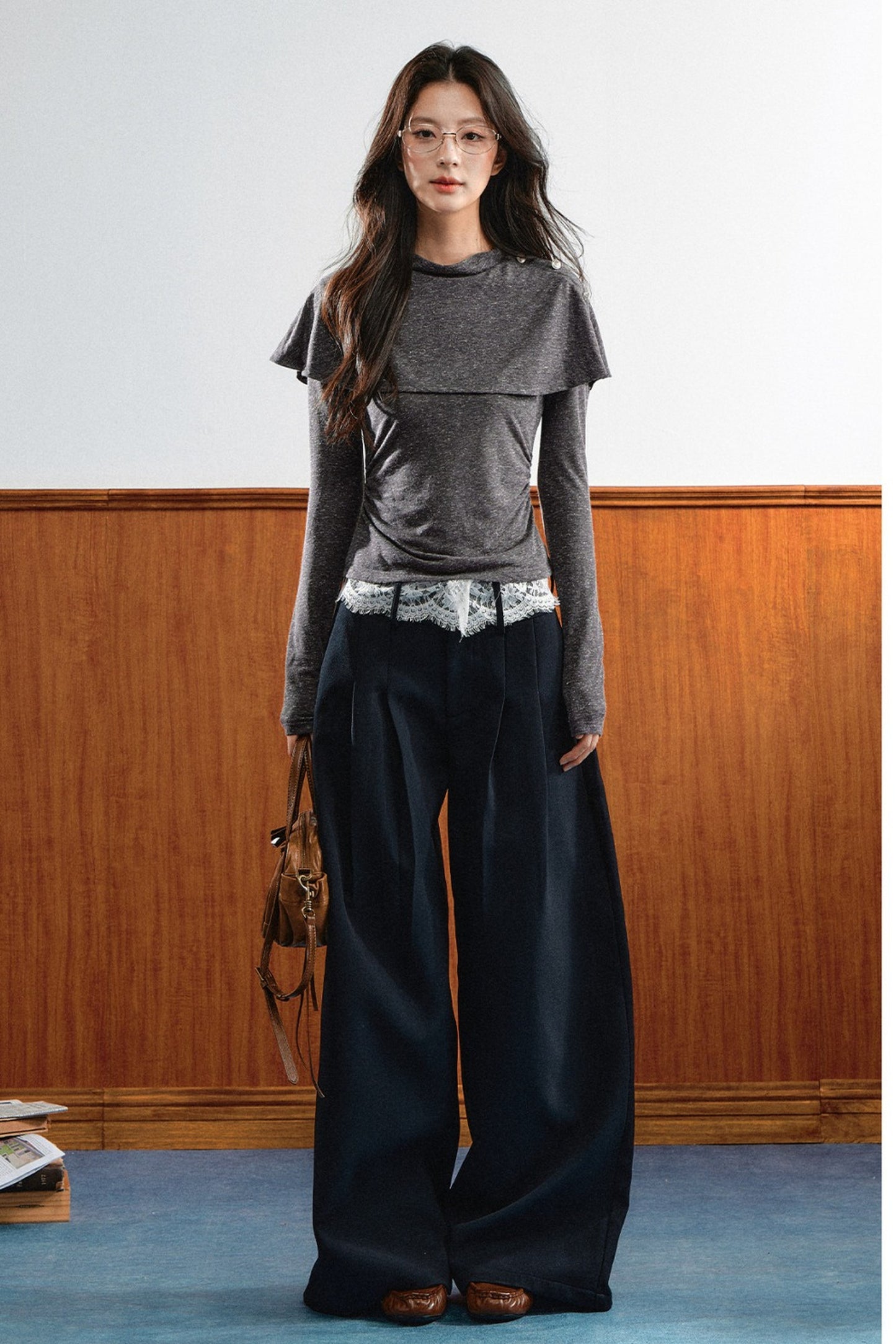 Natural Waist Lace Wide-Leg Pants