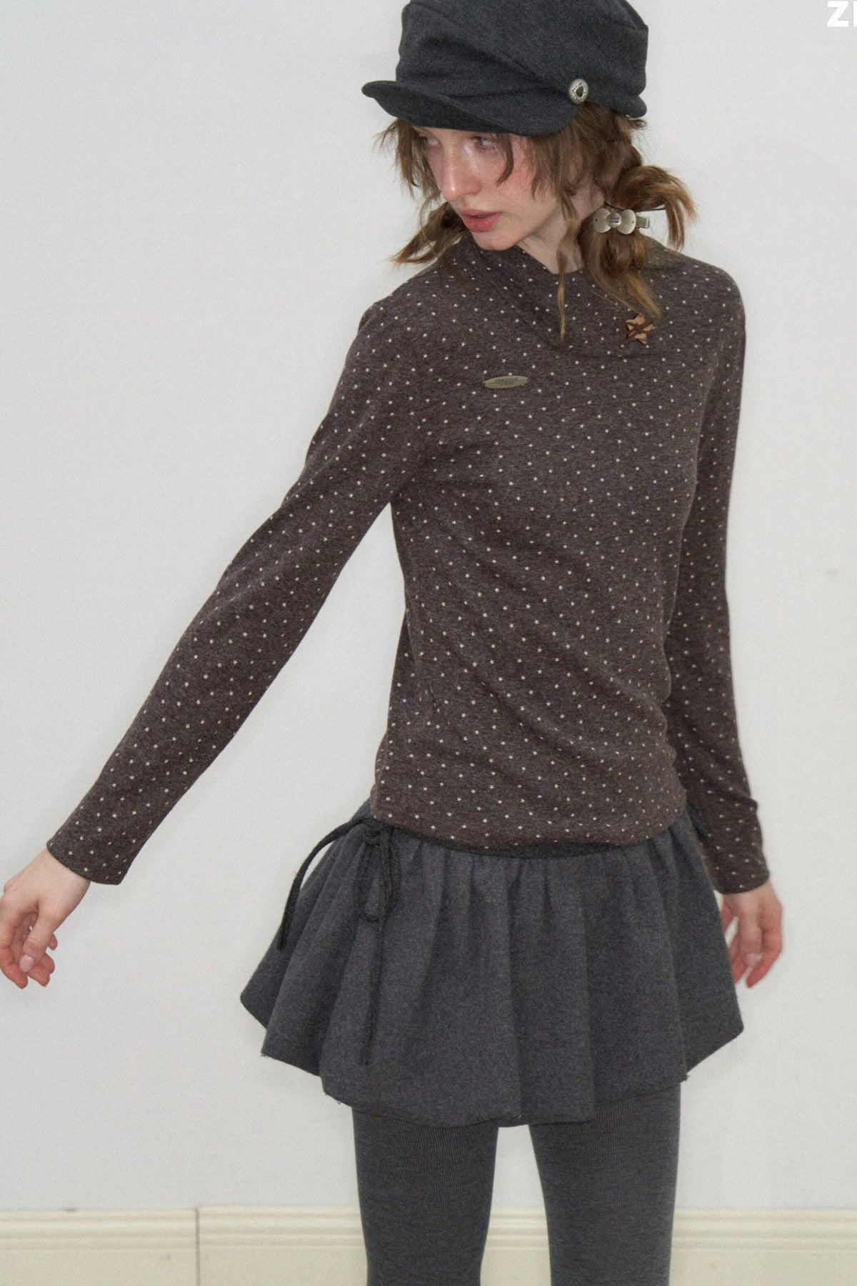 Starry Dots Asymmetrical Knit Top