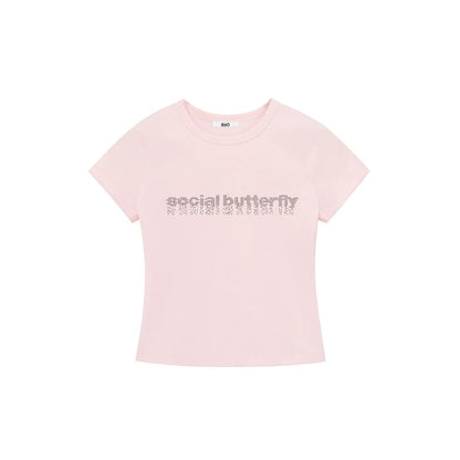 Maglia narrativa rosa con strass