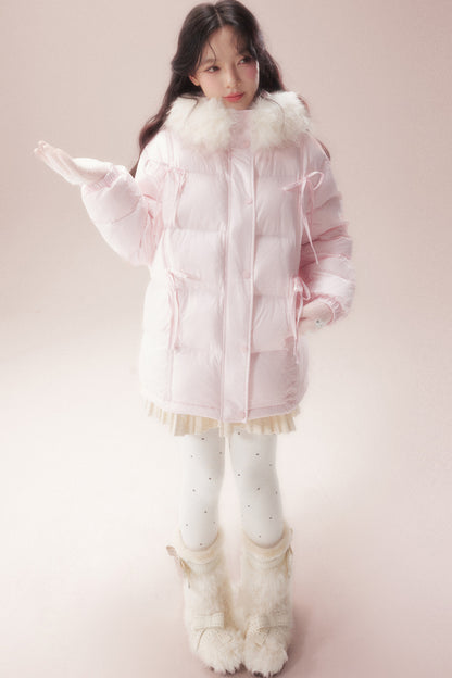 Snow Bow Fur Collar Down Jacket
