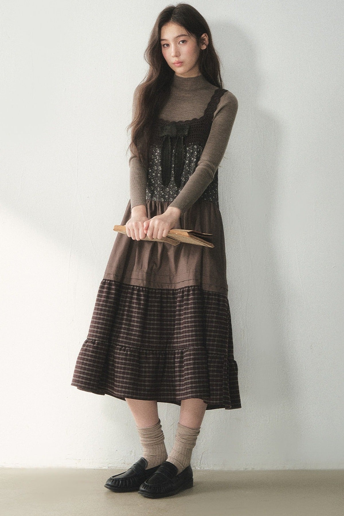 Floral Plaid Patchwork Cake Dress