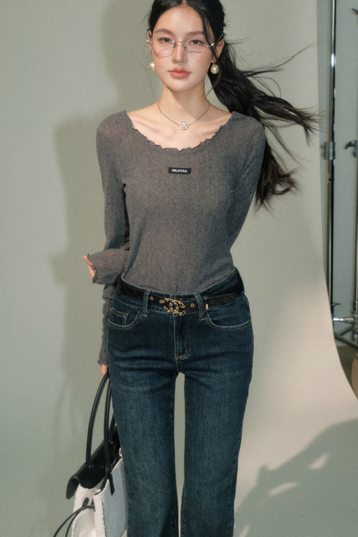 Ruffled Knit Top and Pants Set-Up