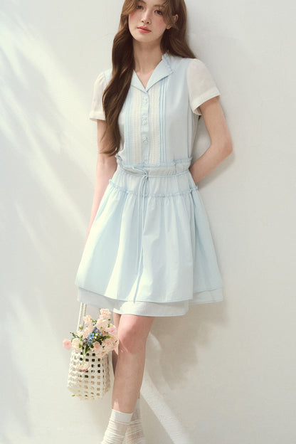 Sea Salt Blue Lyocell Shirt Dress