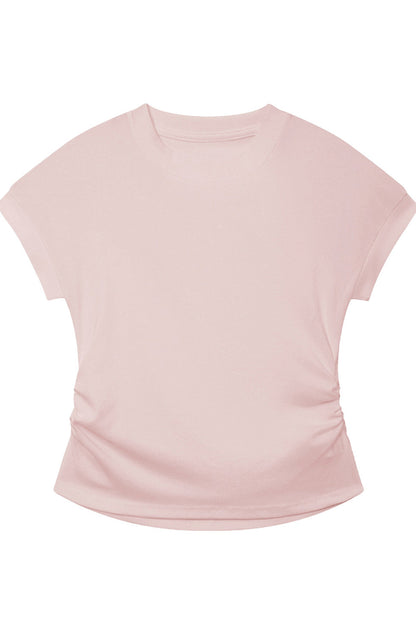 Black Stretchy Lyocell Round Neck T-Shirt