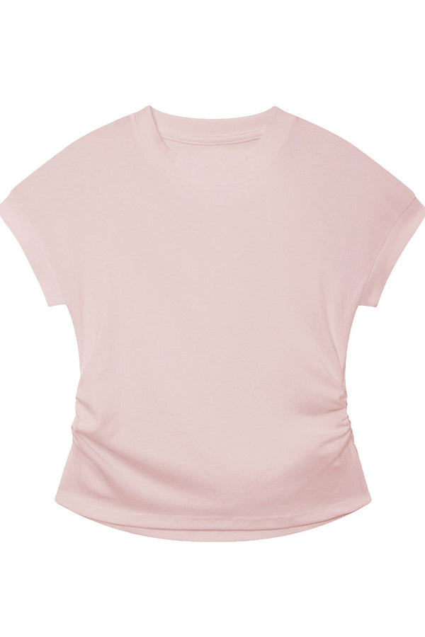 Black Stretchy Lyocell Round Neck T-Shirt