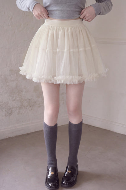 Ballet Style High-Waisted A-Line Tulle Skirt