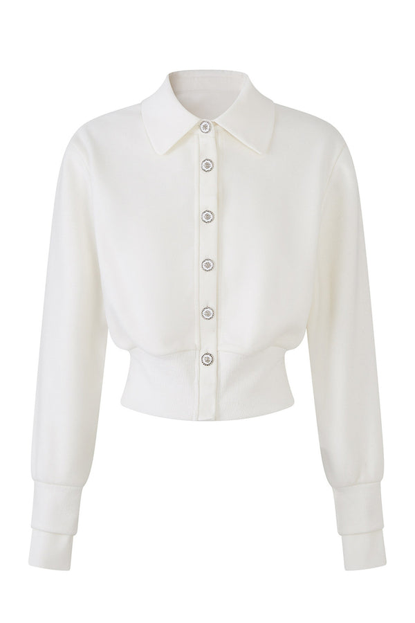 Layered-Look Lapel Knit Cardigan