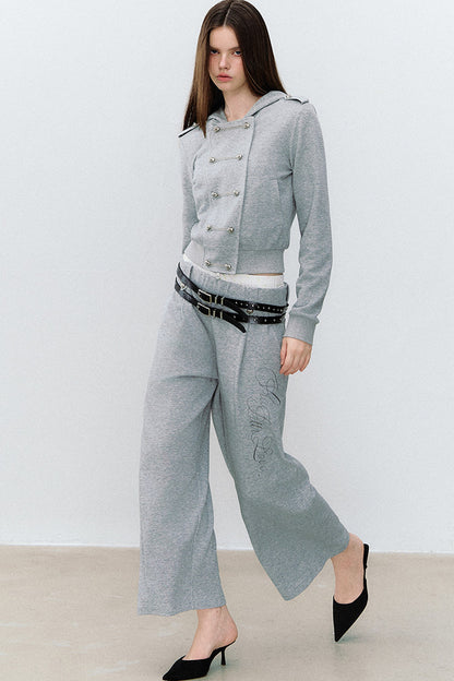 Conjunto de 3 piezas de sudadera con capucha cruzada y pantalones