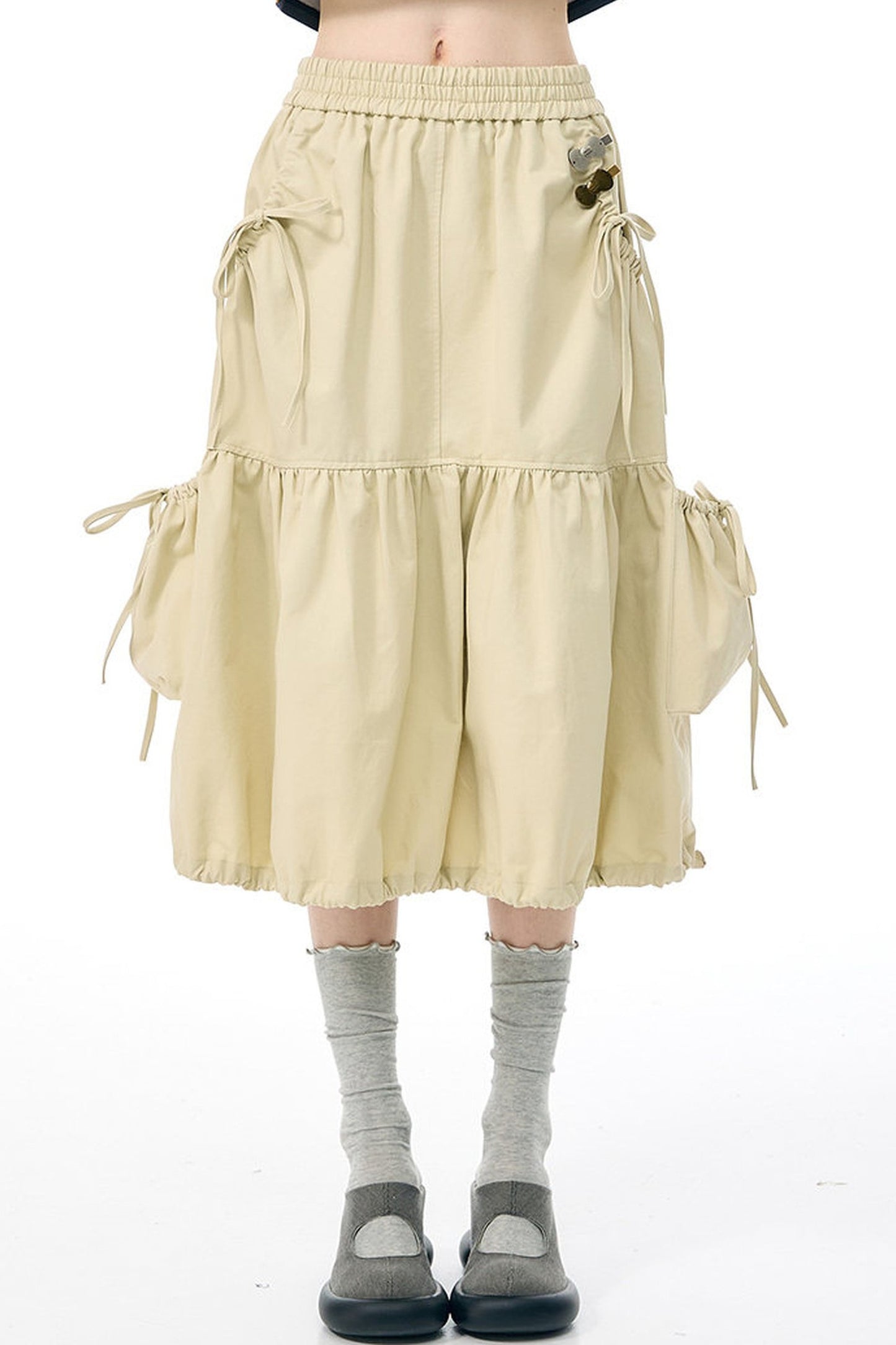Khaki Drawstring Skirt