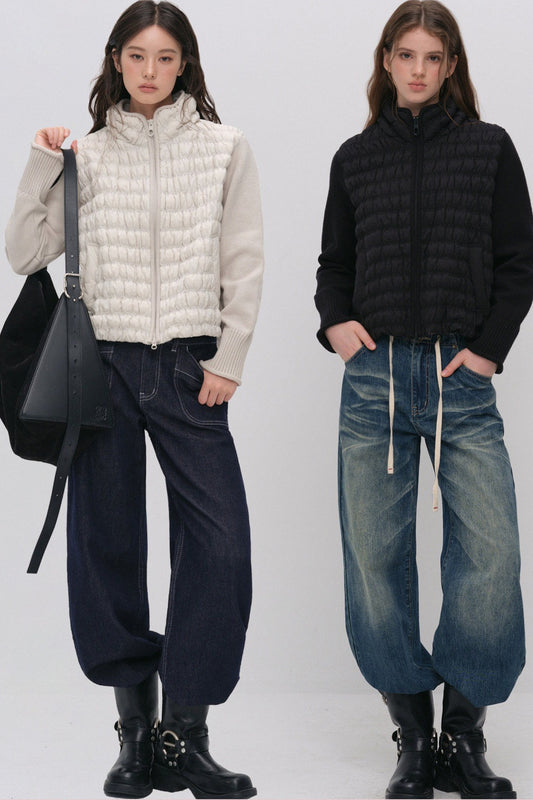 Knit Spliced Quilted Down Jacket