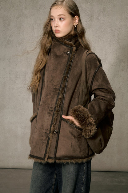 Reversible Faux Suede Fur Jacket