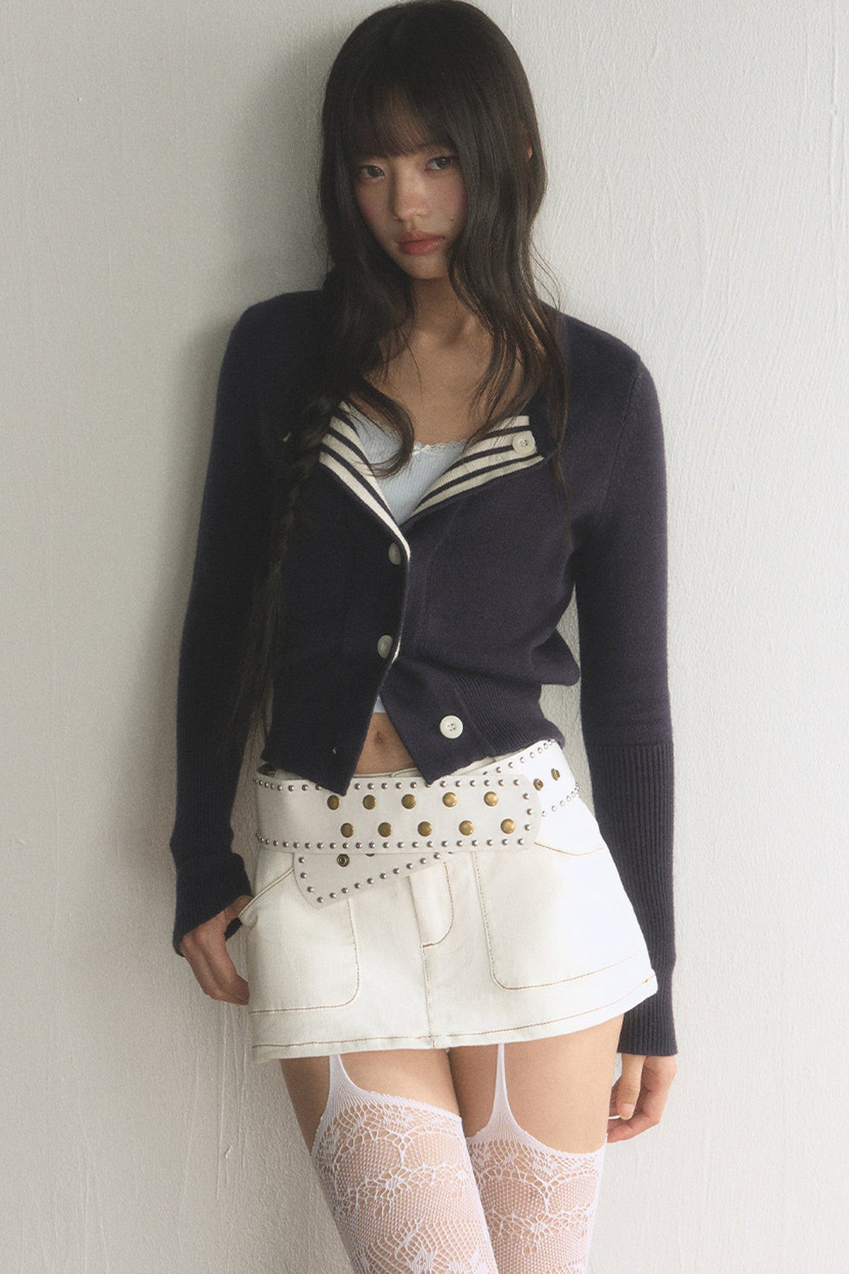 Short Retro Lapel Knitted Cardigan