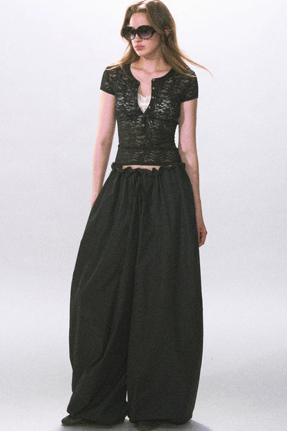 Pantalones farol negros fruncidos