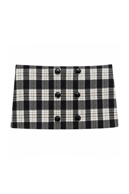 Double-Breasted Woolen Coat and Skirt Set-Up