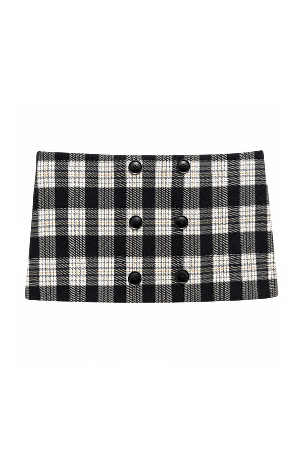 Double-Breasted Woolen Coat and Skirt Set-Up