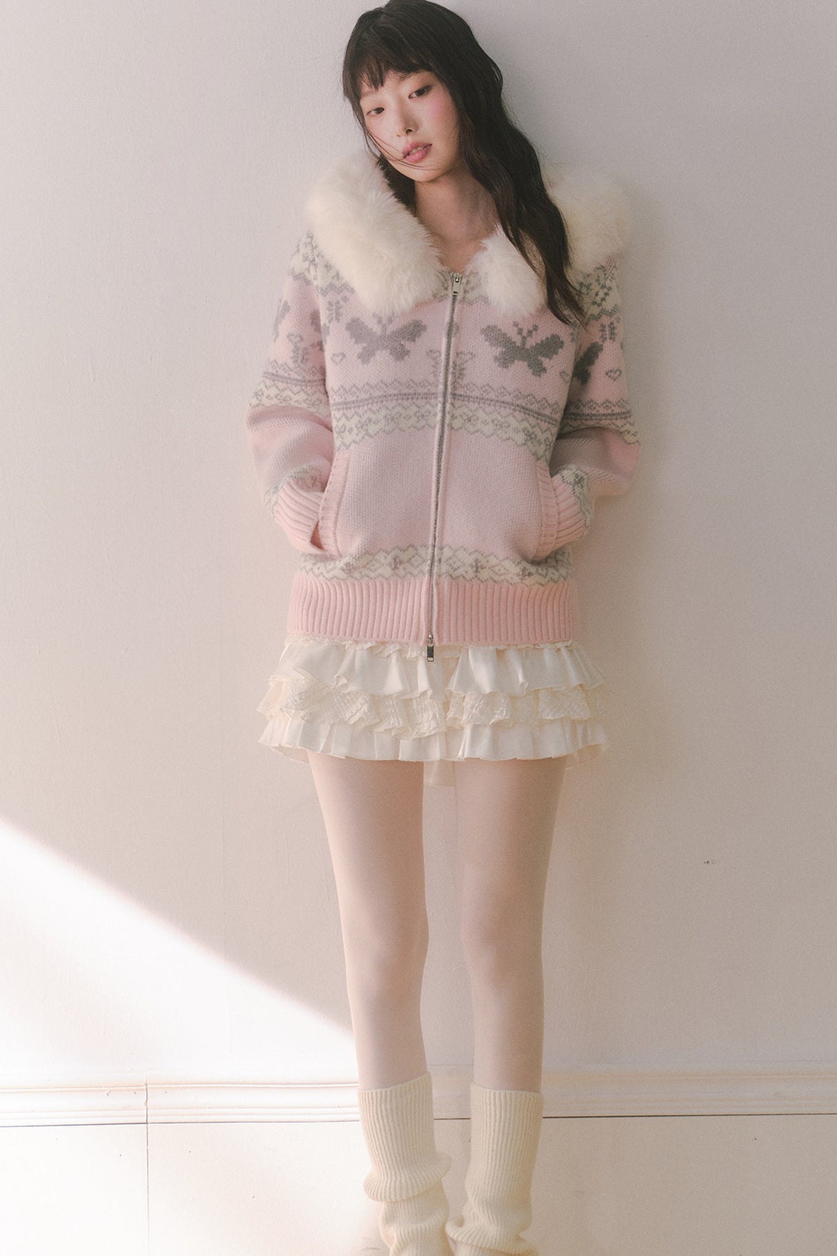 Pink Butterfly Fair Isle Cardigan