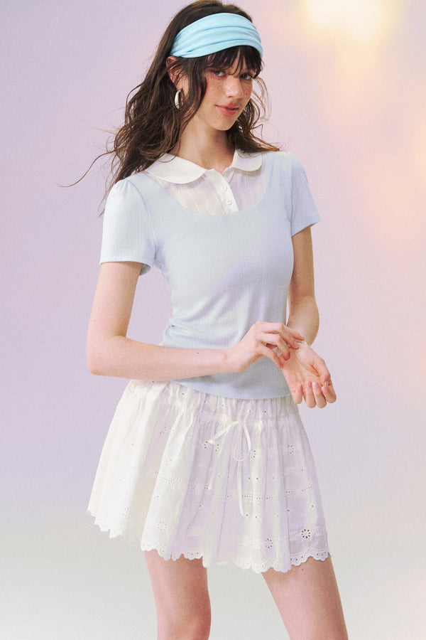 Layered-Look Doll Collar Blouse
