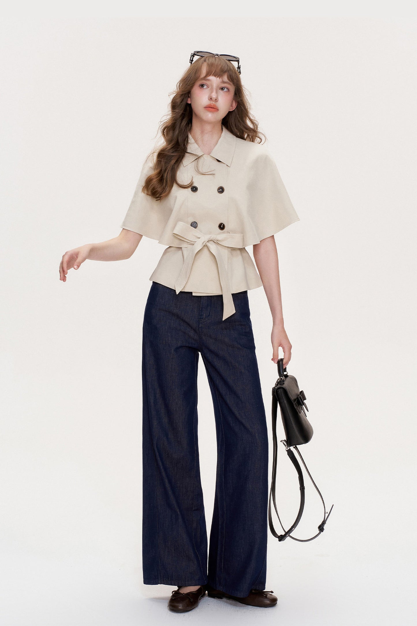 Lyocell Double-Breasted Cape Coat