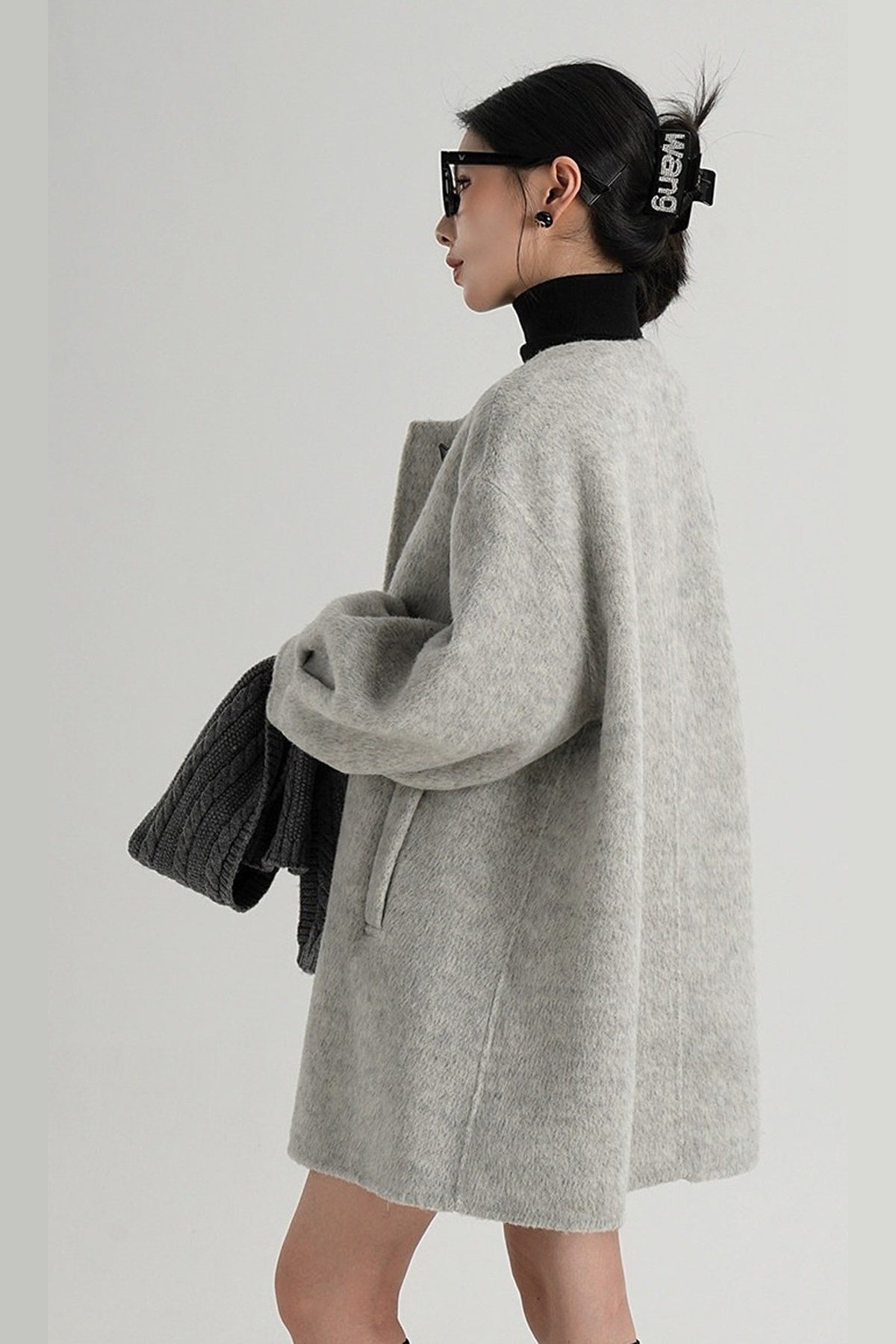 Scarf Collar Double-Sided Wool Coat